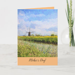 Windmill in Holland Art Impasto Karte