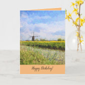 Windmill in Holland Art Impasto Karte (Gelbe Blume)