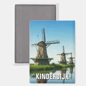 Windmill in Kinderdijk Niederlande Magnet (Vorderseite/Rückseite)