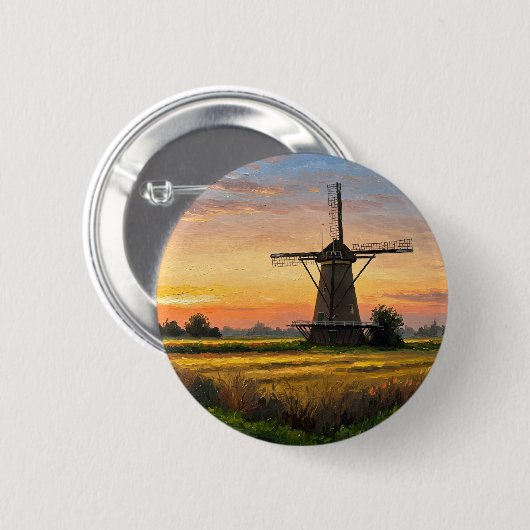 Windmill In The Countryside Button (Vorne & Hinten)