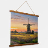 Windmill In The Countryside Wandteppich Mit Holzrahmen (Gewinkelt)
