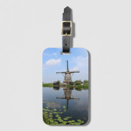 Windmill Kinderdijk Summer Holland Dutch Foto Gepäckanhänger