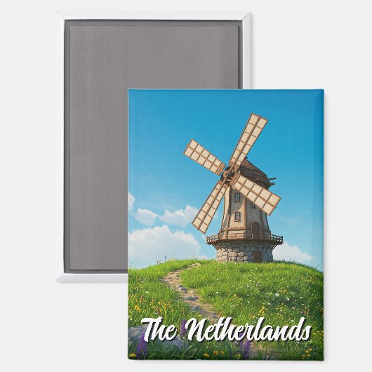 Windmill - Niederlande Magnet (Vorderseite/Rückseite)