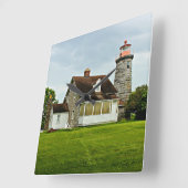 Windmill Point Lighthouse, Vermont Wall Clock Quadratische Wanduhr (Winkel)