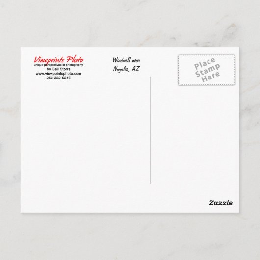 Windmill Postcard Postkarte (Rückseite)