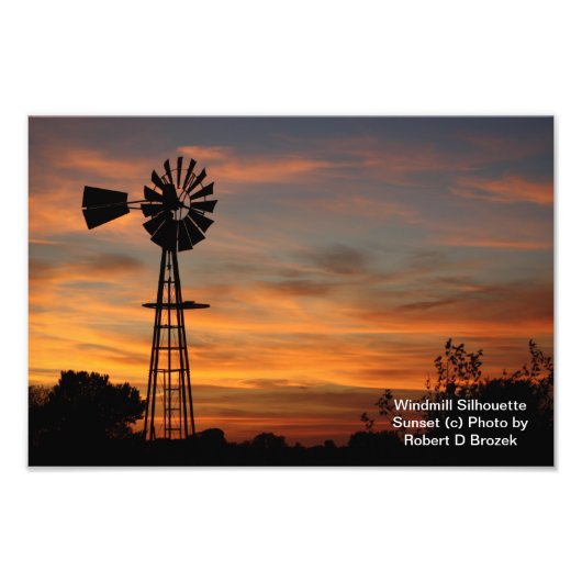 Windmill Silhouette Sunset Foto (Vorne)