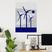 Windmill Surise Gray - Siemens Wind Power Poster (Heimbüro)