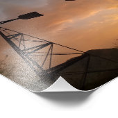 Windmill und Saguaro Cactus Skeleton bei Sunset Fotodruck (Ecke)