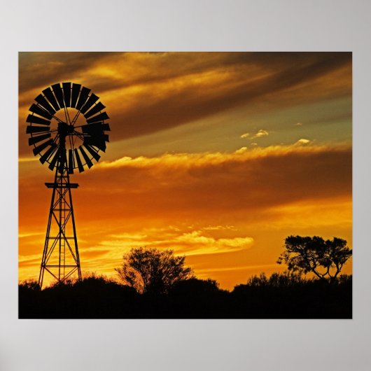Windmill und Sunset, William Creek, Oodnadatta Poster (Vorne)
