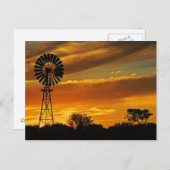 Windmill und Sunset, William Creek, Oodnadatta Postkarte (Vorne/Hinten)