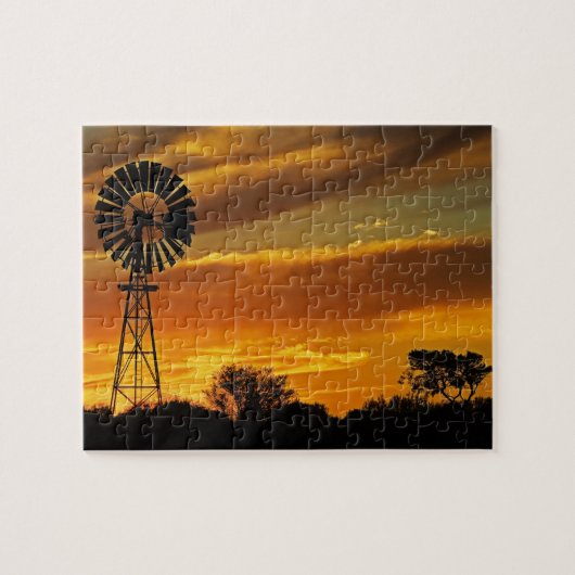 Windmill und Sunset, William Creek, Oodnadatta Puzzle (Horizontal)