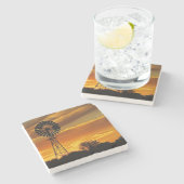 Windmill und Sunset, William Creek, Oodnadatta Steinuntersetzer (Seitenansicht)