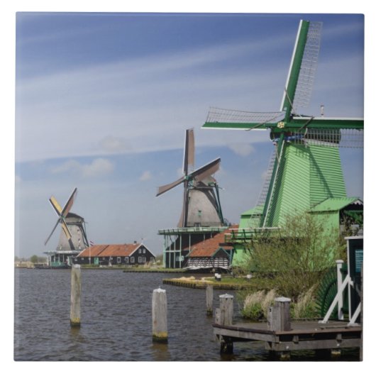 Windmill, Zaanse Schans, Holland, Niederlande 2 Fliese (Vorderseite)