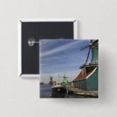 Windmill, Zaanse Schans, Holland, Niederlande Button (Vorne & Hinten)