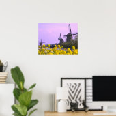 Windmills along the canal in Kinderdijk, Poster (Heimbüro)