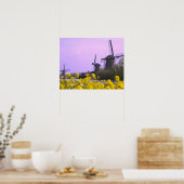 Windmills along the canal in Kinderdijk, Poster (Küche)