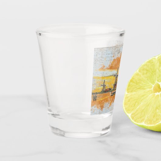 Windmills Digital Art Schnapsglas (Links)