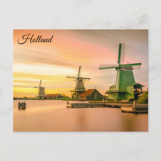 Windmills Holland Netherlands Travel Foto Postkarte (Vorderseite)