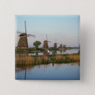 Windmills, Kinderdijk, Niederlande Button