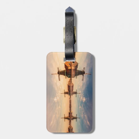 Windmills Kinderdijk Niederlande stilisiert Gepäckanhänger (Rückseite vertikal)