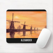 Windmills Sunset Holland Aquarellmalerei Mousepad (Mit Mouse)