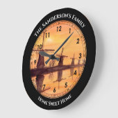 Windmills Sunset Kinderdijk - Aquarellmalerei Große Wanduhr (Winkel)