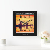 Windmills Sunset Kinderdijk - Aquarellmalerei Quadratische Wanduhr (Zuhause)