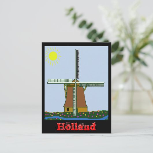 Windmillsntulips, Holland, Holland Postkarte (Stehend Vorderseite)