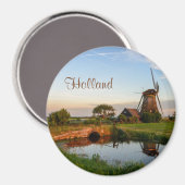 Windmühle auf dem Land, Holland-Textmagnet Magnet (Vorderseite/Rückseite)