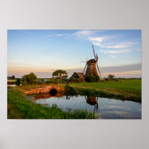 Windmühle auf dem Land in Holland Poster