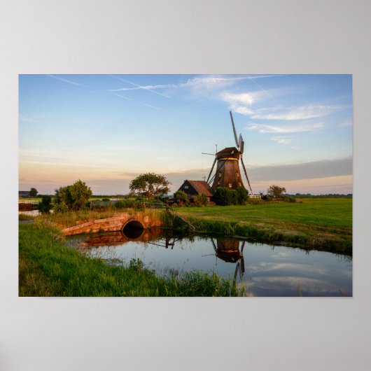 Windmühle auf dem Land in Holland Poster (Vorne)
