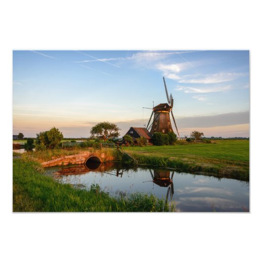Windmühle auf dem Lande in Holland Foto drucken (Vorne)