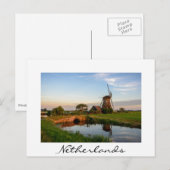 Windmühle auf dem Lande in Holland weiße Karte (Vorne/Hinten)