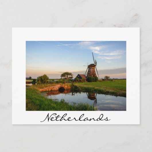 Windmühle auf dem Lande in Holland weiße Karte (Vorderseite)