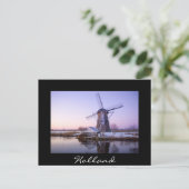 Windmühle bei kaltem Sonnenaufgang, Holländer schw Postkarte (Stehend Vorderseite)
