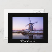 Windmühle bei kaltem Sonnenaufgang, Holländer schw Postkarte (Vorne/Hinten)