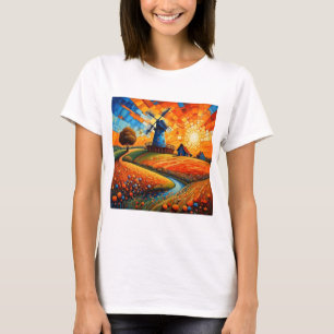Windmühle bei Sonnenuntergang 5 T-Shirt