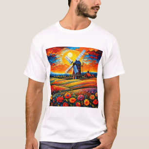 Windmühle bei Sonnenuntergang 7 T-Shirt