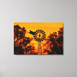 Windmühle bei Sonnenuntergang, Australien Leinwanddruck