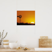 Windmühle bei Sonnenuntergang, Sinton, Texas, USA Poster (Küche)