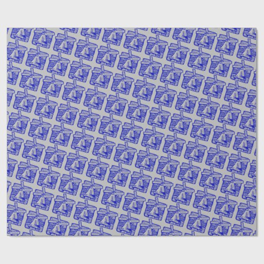 Windmühle, Delft Look, Geschenkpapier (Flach)