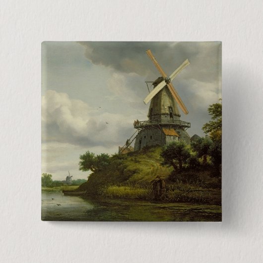 Windmühle durch einen Fluss Button (Vorderseite)