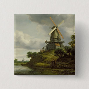 Windmühle durch einen Fluss Button