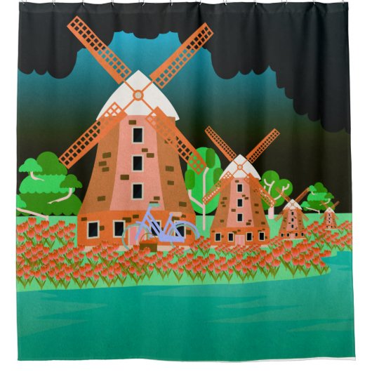 Windmühle Duschvorhang (Vorderseite)