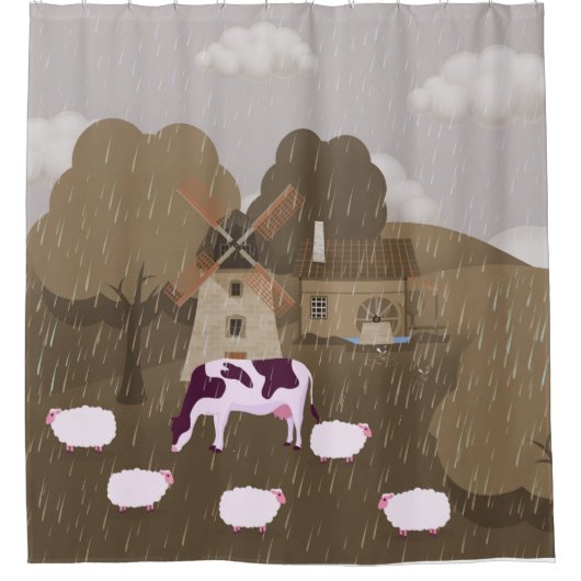 Windmühle Duschvorhang (Vorderseite)