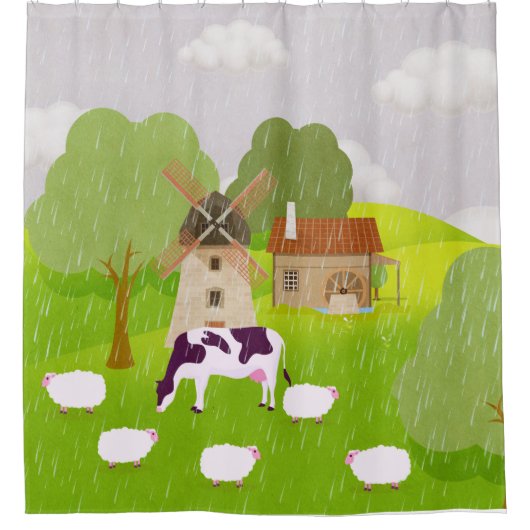 Windmühle Duschvorhang (Vorderseite)