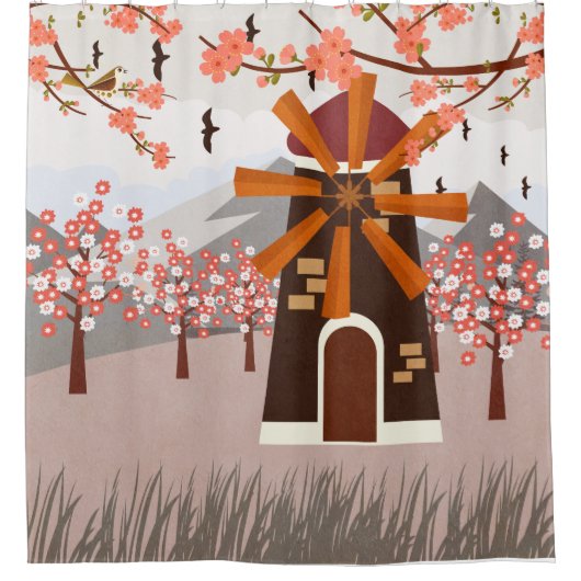 Windmühle Duschvorhang (Vorderseite)