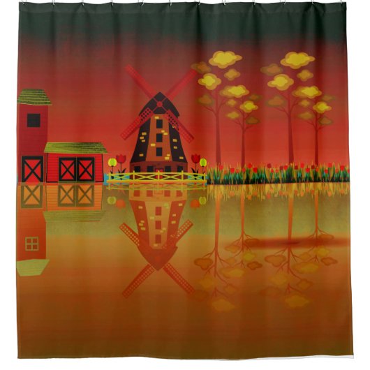 Windmühle Duschvorhang (Vorderseite)