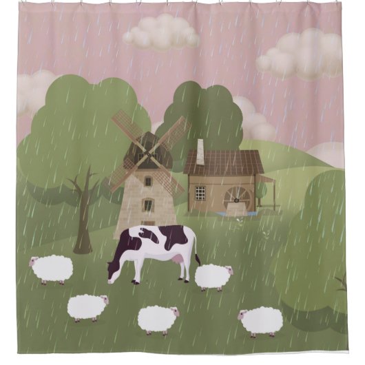Windmühle Duschvorhang (Vorderseite)