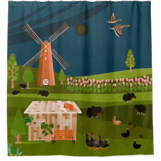 Windmühle Duschvorhang (Vorderseite)